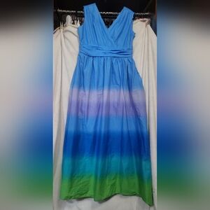 Taylor Ombre Tie Dye Rainbow Maxi Dress w Pockets Large